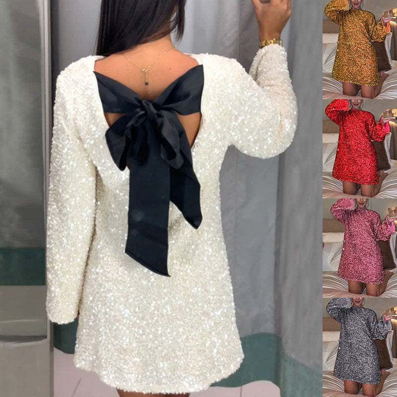 F&R Sequin Back Bow Dress